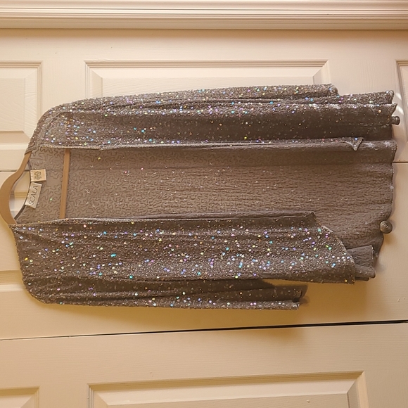 Silk Sequined Silver Jacket - Picture 1 of 4